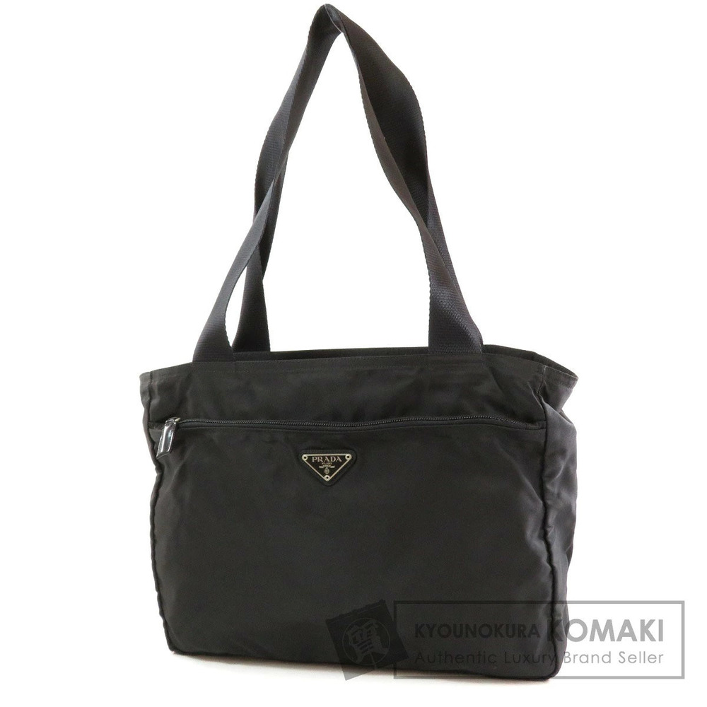 Prada Tessuto tote bag iconic enameled metal triangle Black